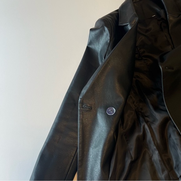 Faux Leather double breasted fitted blazer jacket, size XS/S, NWOT - Picture 15 of 16